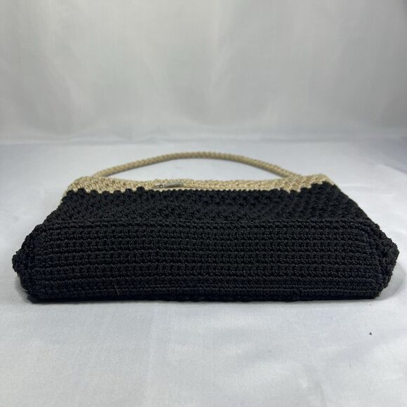 THE SAK BLACK WITH BEIGE WOVEN SHOULDER BAG EXCELLENT CONDITION - Picture 8 of 8